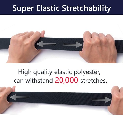 LionVII Men's Elastic Stretch Belt, Canvas Web Belt with No-metal Plastic Buckle for Work Outdoor, Trim to Fit Waist Below 46" (Brown)