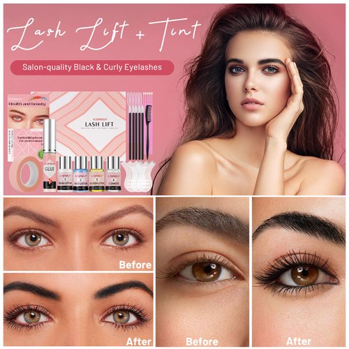 Lash Lift and Black Kit, Eyelash & Brow Perm Kit 3 IN 1 Quick Lifting & Voluminous Coloring, Professional Salon Eyelash Perm Kit with Complete Tools for Newbies & Pros, Lasts for 6-8 Weeks