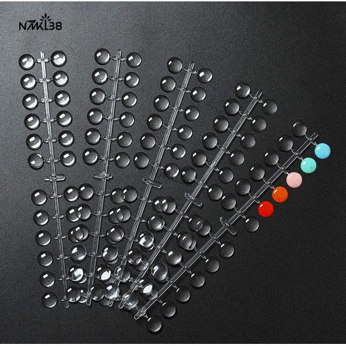 NMKL38 False Nail Tips Color Chart, 120 Tips/Pack Flat Back Fake Display Tips with Adhesive Sticker for UV/Gel/Polish Nail Art Color Display Card (Transparent)