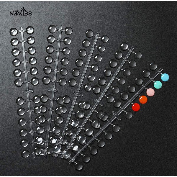 NMKL38 False Nail Tips Color Chart, 120 Tips/Pack Flat Back Fake Display Tips with Adhesive Sticker for UV/Gel/Polish Nail Art Color Display Card (Transparent)
