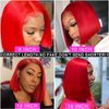 Pre Plucked HD Transparent 13X4 Straight Red Blunt Cut Bob Wig Human Hair Lace Frontal Wig With Baby Hair Natural Hairline Glueless 100% Unprocessed Human Hair Red Bob Wigs Lace Front With Black Women