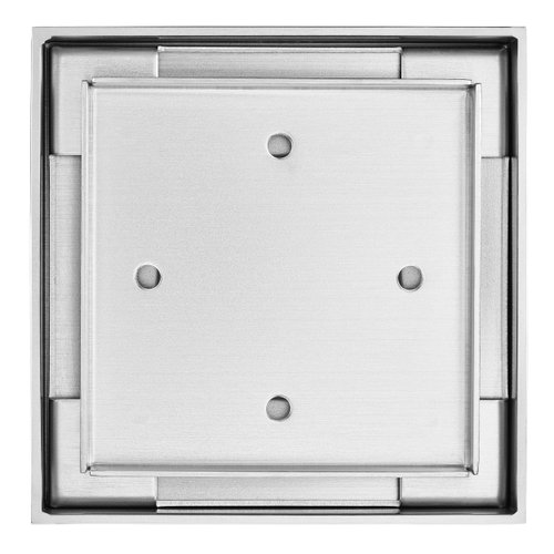 QM Square Tile Insert Shower Drain, Base and Grate made of 100% Stainless Steel Marine 316, Delmar Series Mist Line, Satin Finish, 4 inch, Kit includes Hair Trap/Strainer and Key