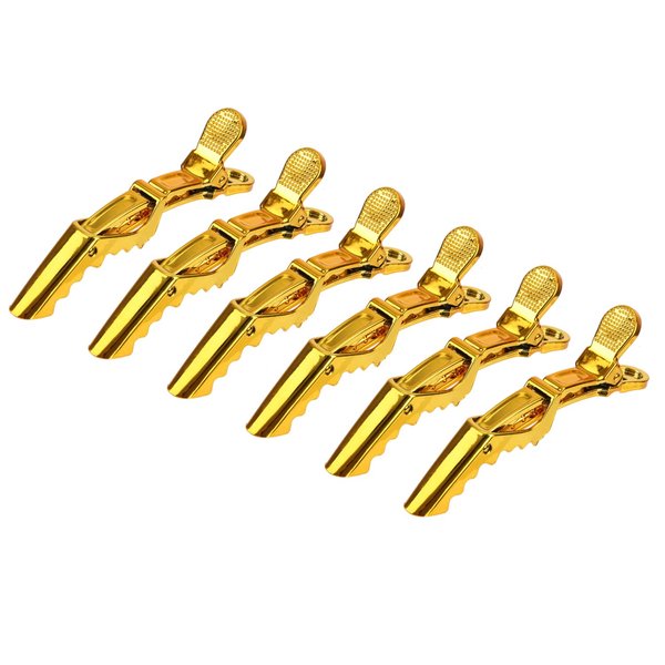 6Pcs Gold Non Slip Crocodile Hair Clips for Women, Professional Alligator Barber Hair Clips, Hair Styling Clips Sectioning Clips of Hair Salon