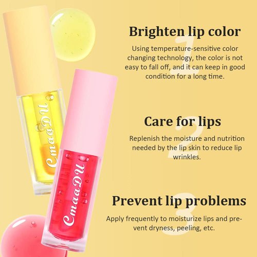 evpct 6Pcs Mini Clear Color Change Changing PH Tinted Lip Gloss Sets for Women Girls 10-12 Lip Oil Gloss Balm Tint Stain Glaze Pack Hydrating Moisturizer Lipstick Magic labiales magicos 0.071fl.oz *6