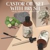 Salubrito 4fl.oz Organic Castor Oil for Eyelashes, Eyebrows, Hair, Skin, 100% Pure & Unrefined, Cold Pressed, Natural Body Oil, Hair Oil, with Lash Brush & Brow Brush Set