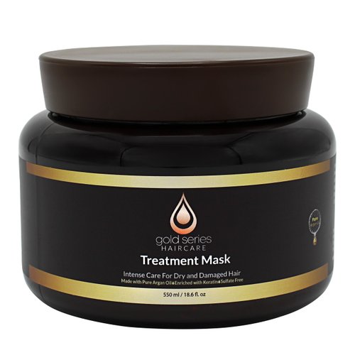 Gold Series Treatment Mask – Deep Hydrating Argan Oil Hair Mask for Dry Damaged, Color Treated and Curly Hair Enriched with Keratin – Sulfate Free Natural Hair Repair Treatment, 18.6oz