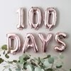 Rose Gold 100 Days Balloons, Happy 100 Days Banner, Korean 100 Days/Baby's 100th Day/100 Days of School/Fall in Love 100 Days Themed Baby Shower Wedding Party Supplies Decorations