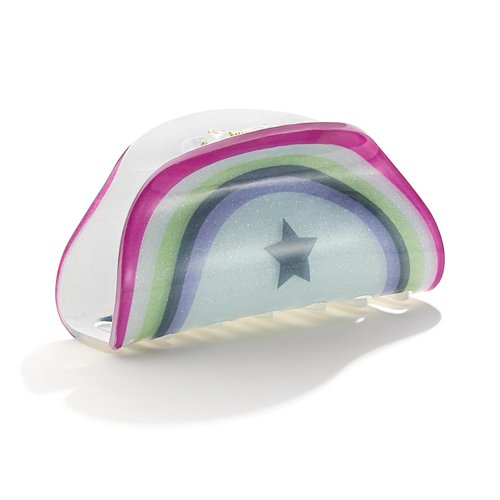 LILIE&WHITE Acrylic Rainbow Hair Clips For Women Claw Clips With Rainbow Colors Print Multi-colored Hair Clip With Claw Strong Hair Fix Claw Clips Accessories