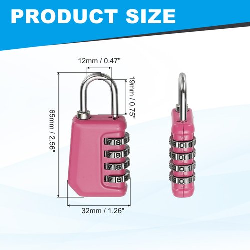 MECCANIXITY Combination Lock, 4 Digit Padlock Combination Outdoor Waterproof Locker Lock for Gym Luggage Home Sports Hasp Storage, Pink Pack of 1