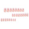 IMSOHOT Medium Press on Nails Square Pink French Tips Fake Nails Glitter Flower Acrylic False Nails with Rhinestone Designs Full Cover Glossy Glue on Nails for Women and Girls 24Pcs