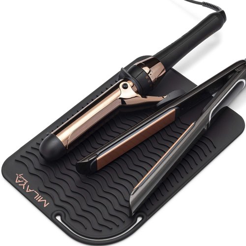 Heat Resistant Mat - Curling Iron Holder - Straightener pad - Flat Iron Holder - Silicone Mat for Hair Tools - Hot Tool Mat - Hot Iron Holster - Vanity Mat - Vanity Accessories for Women