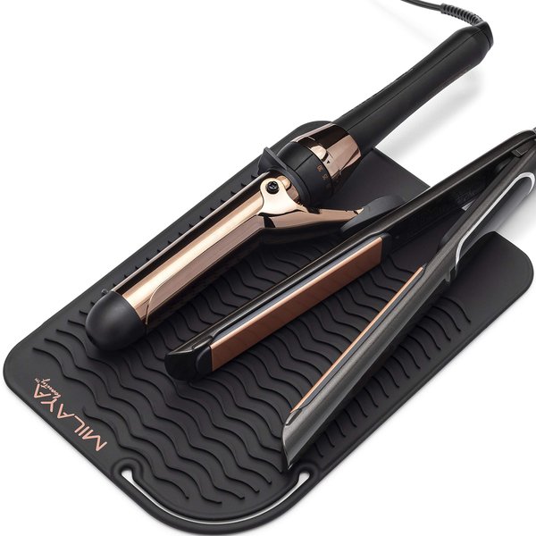 Heat Resistant Mat - Curling Iron Holder - Straightener pad - Flat Iron Holder - Silicone Mat for Hair Tools - Hot Tool Mat - Hot Iron Holster - Vanity Mat - Vanity Accessories for Women