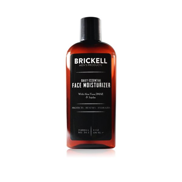 Brickell Men's Daily Essential Face Moisturizer for Men, Natural and Organic Fast-Absorbing Face Lotion with Hyaluronic Acid, Green Tea, and Jojoba, 4 Ounce, Scented