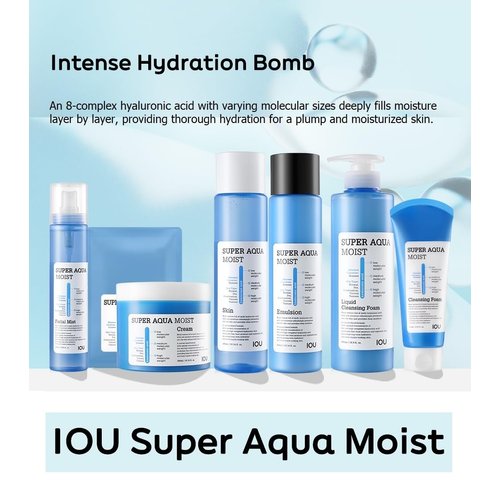WELCOS IOU Super Aqua Moist Liquid Cleansing Foam | Long-Lasting Hydrating, Soothing & Nourishing w/Hyaluronic Acid | Hydrating Bomb | Korean Skin Care | 500ml / 16.9 Fl. oz