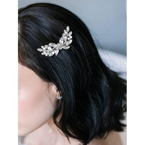 Jakawin Rhinestone Bride Wedding Hair Piece Crystal Hair Comb Bridal Hair Accessories for Women HC111 (Silver)