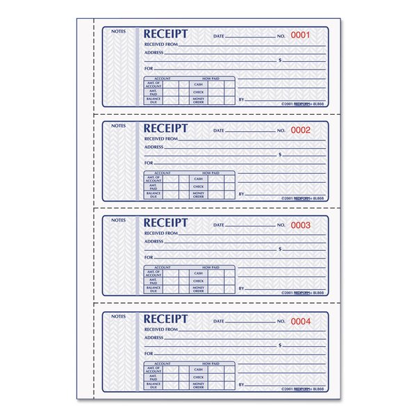 Rediform Receipt Books (RED8L808) Blue 11 x 7.625 inches