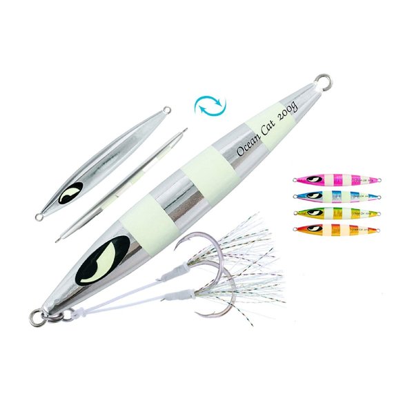 Deep Water Fast/Slow Glow Metal Lead Jig Jigging Fishing Lures Baits Tackle 60g/80g/150g/200g/250g 240lb (Silver, 80g)
