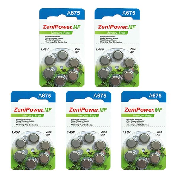 ZeniPower Mercury Free Hearing Aid Batteries Zinc Air Size 675 (30 Batteries)