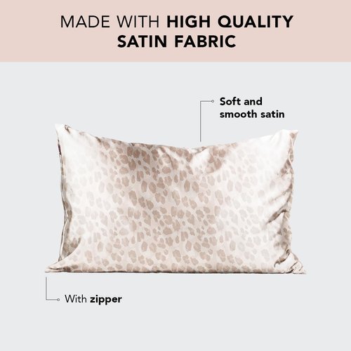 Kitsch Satin Pillowcase for Hair and Skin - Softer Than Silk Pillow Cases for Hair and Face | Cooling Satin Pillowcase | Pillow Case Cover with Zipper | Satin Pillow Cases Standard Size, Leopard