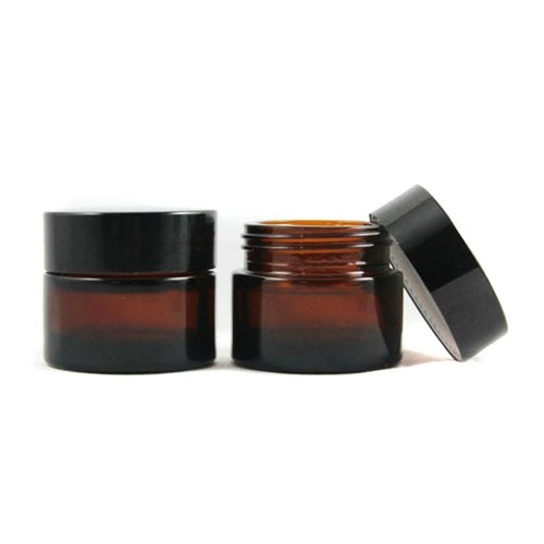 2PCS 50ML/50G Brown Glass Refillable Make Up Jars with Liners and Screw Black Cap Empty Face Cream Lip Balm Storage Container Pot Bottle Jar for Beauty Essential Oils Cosmetic Cream Lotion (50ml)