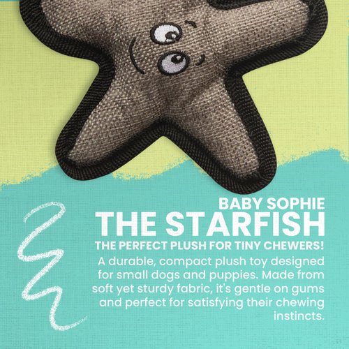 Snugarooz Baby Sophie The Starfish Dog Toy with Repair Patch - Durable Plush with Squeaker - Crinkle Sounds - Perfect for Fun Playtime Adventures
