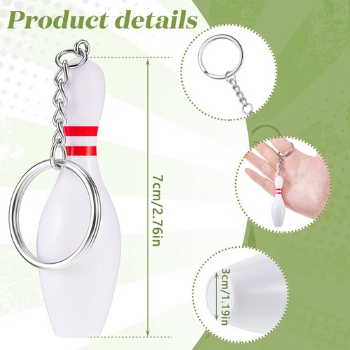 32 Pieces Bowling Pin Keychains for Kids Sport Keychain Backpack Keychains Bowling Party Favors for Team Sports Souvenir Victory Parties Gifts