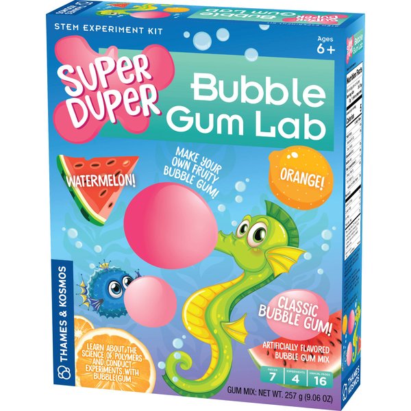 Thames & Kosmos Super Duper Bubble Gum Lab STEM Experiment & Activity Kit | Make Your Own Yummy Bubble Gum in 3 Flavors! | Learn About Science of Elastic Materials | Food Ingredients Included Small