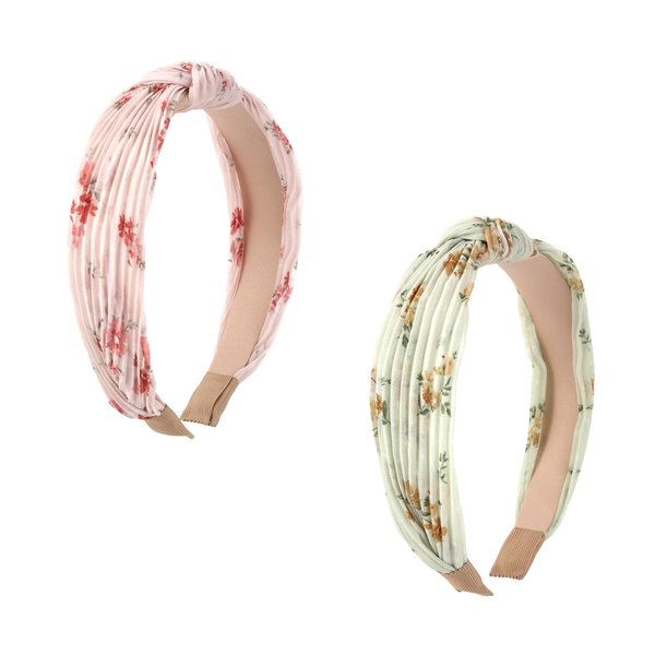 2Pcs Floral Headbands for Women | Floral Pattern Top Knotted Headbands | Cross Knot Headbands | Twisted Non Slip Hairband Accessories for Women