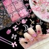 Assorted 3D Nail Gems Charms, Cross Planet Heart Cherry Nail Jewelry Charms, Pink Butterfly Bows Flower Heart Star Moon Acrylic Nail Charms for Nail Art DIY Decal Manicure Accessories
