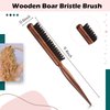 Geiserailie 3 Pcs Slick Back Hair Styling Set: Edge Control Brush, Teasing Comb for Women, Kids' Black Hair (Brown)