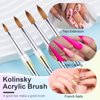 4PCS Acrylic Nail Brush Set, 6/8/12/16. Kolinsky Nail Art Brushes for Acrylic Application, Sturdy Handle Oval Shaped Acrylic Powder Nail Design Tools for Professional Manicure DIY