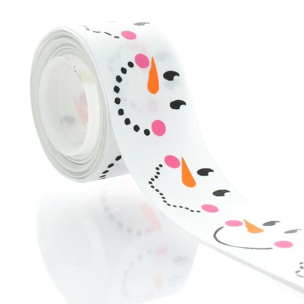 1.5" Snowman Faces Grosgrain Ribbon 5yd