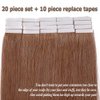 Benehair Remy Tape in Hair Extensions Human Hair Light Brown Seamless Skin Weft Tape in Real Human Hair Extensions Straight Hair 22 Inch 50g #6 20 pcs