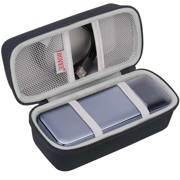 BOVKE Carrying Case for Anker 737 Power Bank (PowerCore 24K) Portable Charger 24,000mAh 3-Port 140W Anker 737 Travel Bag, Extra Mesh Pocket for Anker 737 Battery Charging Cables, Black (Case Only)