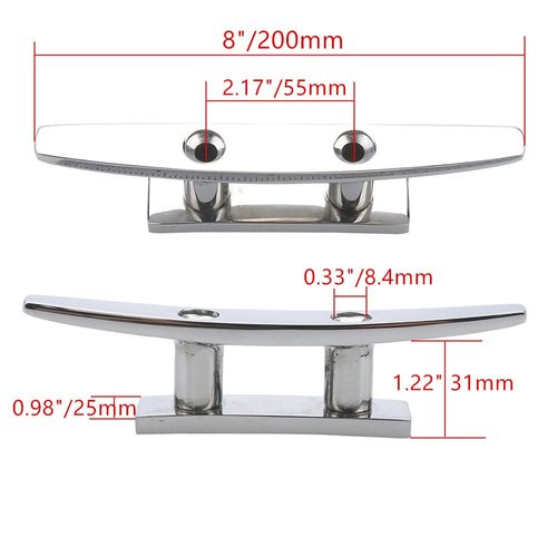 MIZUGIWA 5 inch Boat Cleats 316 Stainless Steel Dock Cleat for Boat,Open Base Boat Cleat,Mooring Boat Deck Cleats with Fasteners,Marine Cleats for Boat Docks, Decks,Kayaks,Pack of 2