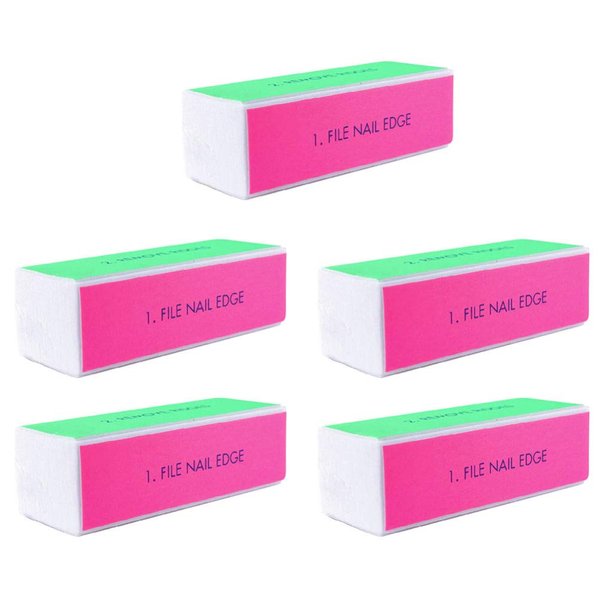 Lurrose 5pcs Sponge Nail Files Four Sided Nail Buffer Block Sanding Sponge Grinding Polishing Manicure Pedicure Nail Art Tool for Women Girls