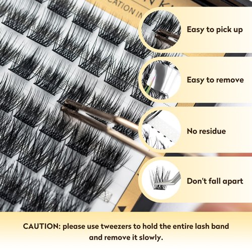Cluster Lashes 168PCS Individual Lashes 0.07 D Curl Mix 8-16mm Lash Extensions Clusters Lashes Soft & Natural False Eyelashes Individual DIY Eyelash Extension at Home (Style-Volume)
