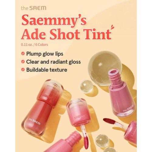 THESAEM Saemmy's Ade Shot Tint - Korean Lip Titnt, Water Gel Lip Stain with Plump Glowy Moisturizing Finish, Buildable Radiant Gloss, Long-Lasting Comfort, 0.1 fl.oz. (06 Apple Cinnamon)