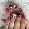 24Pcs Press on Nails Short Square Cute Fake Nails Patriotic Element False Nails Full Cover Nails Press ons Short Nail Tips Art Kit French Acrylic Rose Gold Glitter Stick on Nails Glue on Nails Set
