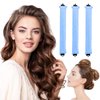 Overnight Blowout Rods, Heatless Hair Curler Flexi Rods Overnight Hair Curlers Heatless Hair Rollers, Heatless Curling Rods with Hook Hair Curlers Soft Heatless Curls Heatless Curlers-3PCS Blue