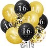 30th Birthday Party Decorations for Men Women Black and Gold, Black Gold Happy Birthday Banner Sign 30th Happy Birthday Balloons for 30th Anniversary Birthday Party Supplies Outdoor Indoor Décor