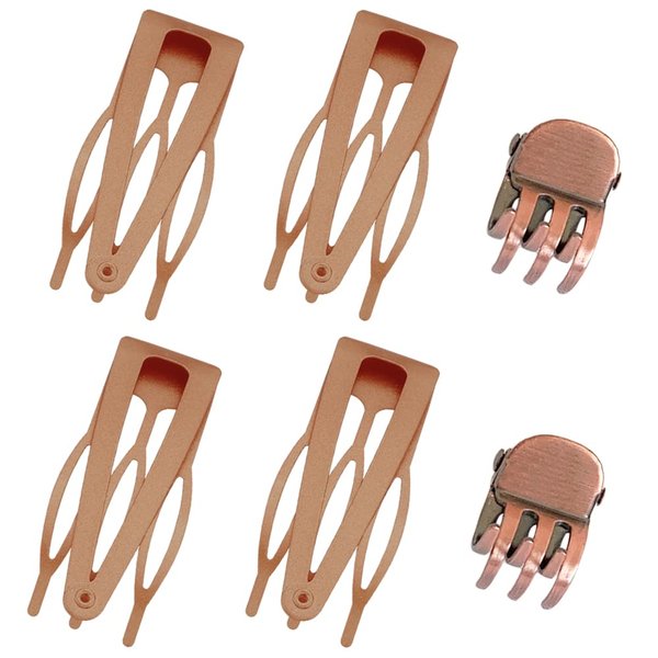 Hann 24 Pieces Double Grip Hair Clips + 2 Claw Hair Clips Metal Snap Hair Clips Hair Barrettes for Hair Making, Salon Supplies (Pinklish brown, Frosted Glitter)