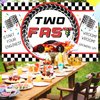 Avezano Two Fast Birthday Banner Red Race Car 2nd Birthday Party Decorations Background Two Fast Birthday Backdrop for Boys Children Second Birthday 70.8 x 43.3 Inch