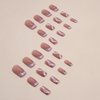 ROFIBUT Pink French Tip Press on Nails Medium Square Fake Nails Pink White Ripple Silver Glitter Glue on Nails Glossy Pink Tip Stick on Nails Reusable Coffin Acrylic Nails for Women Girls 24Pcs