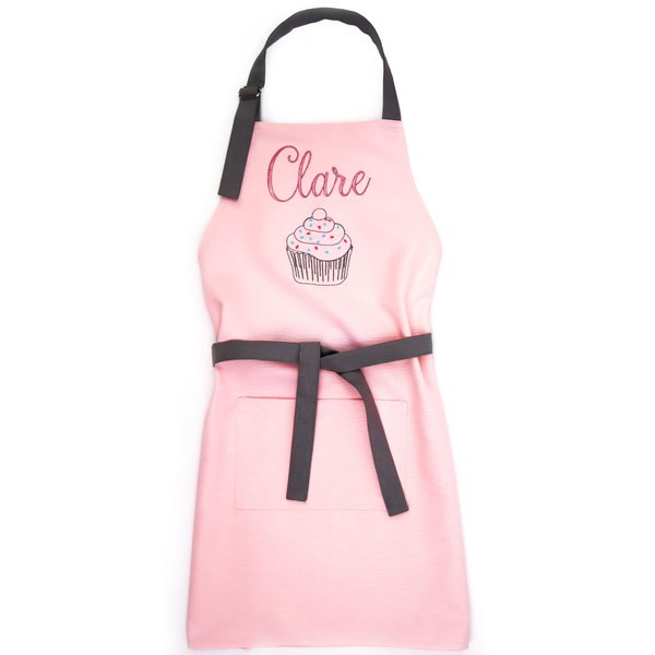 ROMEOSHOP custom apron for women, personalized apron for kid girl, cooking baking kitchen gift (01 pink)