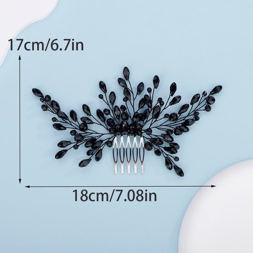 Kercisbeauty Black Beads Hair Comb for Halloween Costume Jewelry Women Girls Wedding Bridal Hair Accessories