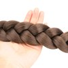 VOPPIS Long Braided Ponytail Extension 30 Inch Pre stretched Braiding Hair Extensions DIY Braid Ponytail Natural Soft Synthetic Hair Piece (Dark Brown, 30inches)