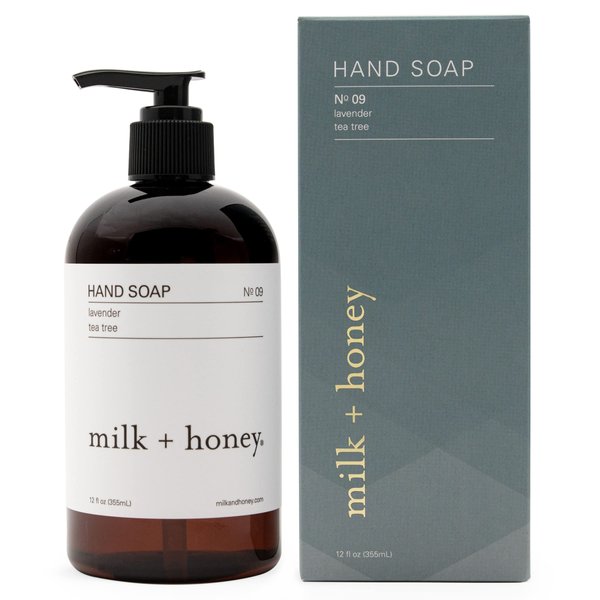 milk + honey Liquid Hand Soap, No. 9, with Lavender, and Tea Tree, Moisturizing Hand Soap, Natural Hand Soap, 12 Fl Oz