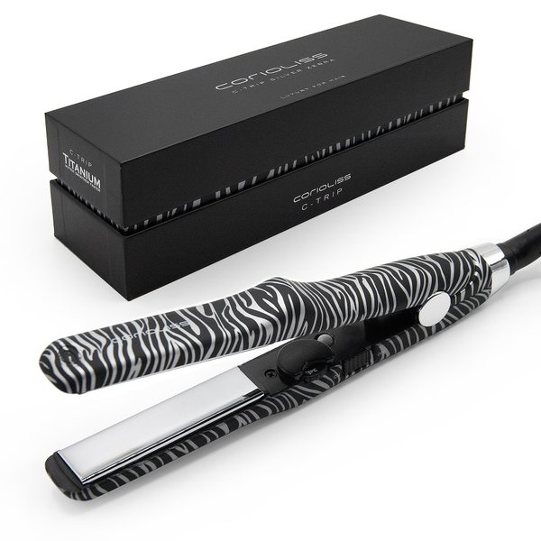 CORIOLISS C Trip Mini | Hair Straighteners for Women | Titanium| Flat Iron | Professional with Temperature Control (Zebra Silver)