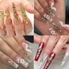2920Pcs Champagne Gold Crystal Nail Rhinestones Round Flatback Rhinestones Multi Shape Nail Gemstones Gold Nail Glass Crystals Diamonds Jewelry for Nail Design Nail Rhinestones for Acrylic Nails kit